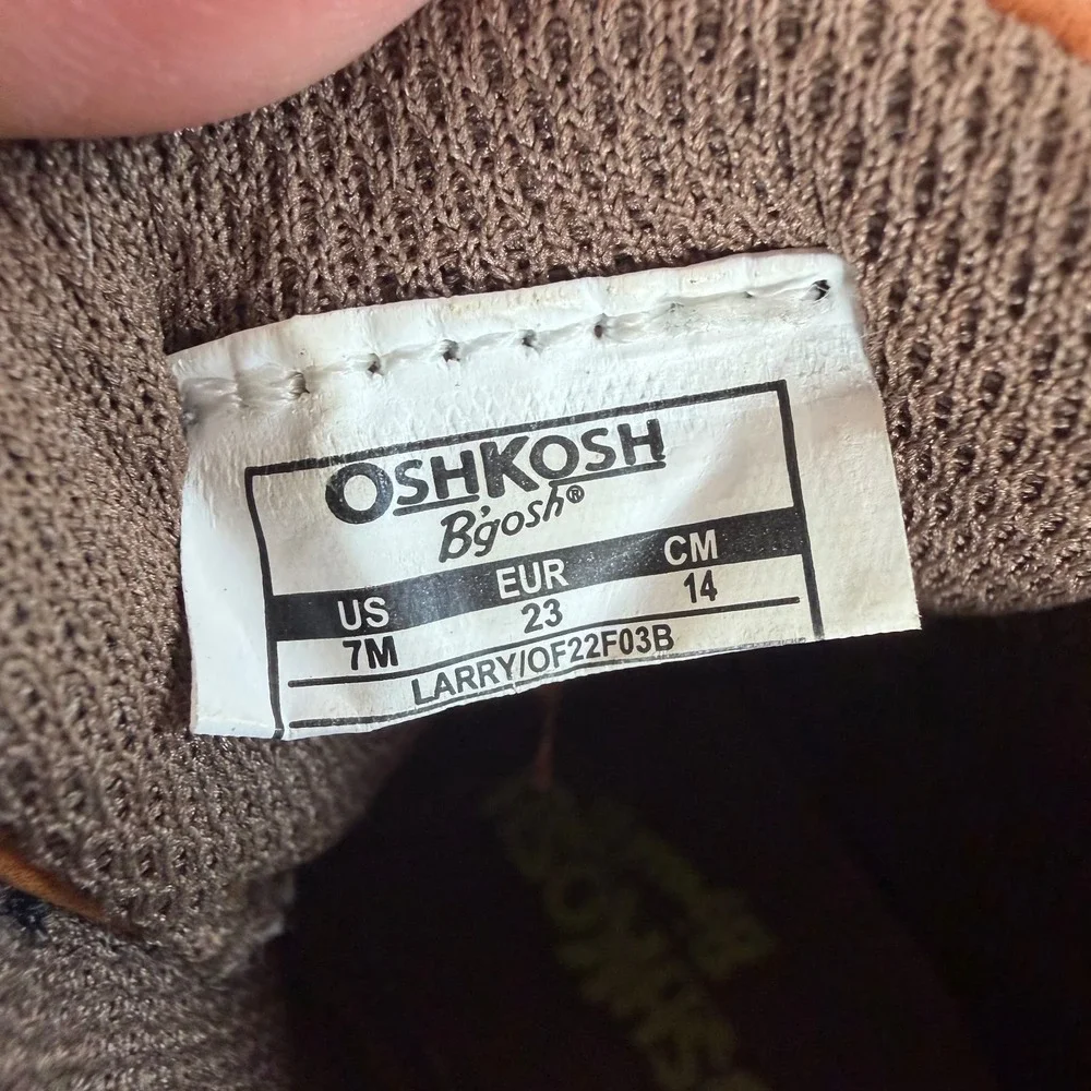 OshKosh B'gosh Larry Ankle Boots Kids Brown Leather Lace-Up Round Toe - 7M